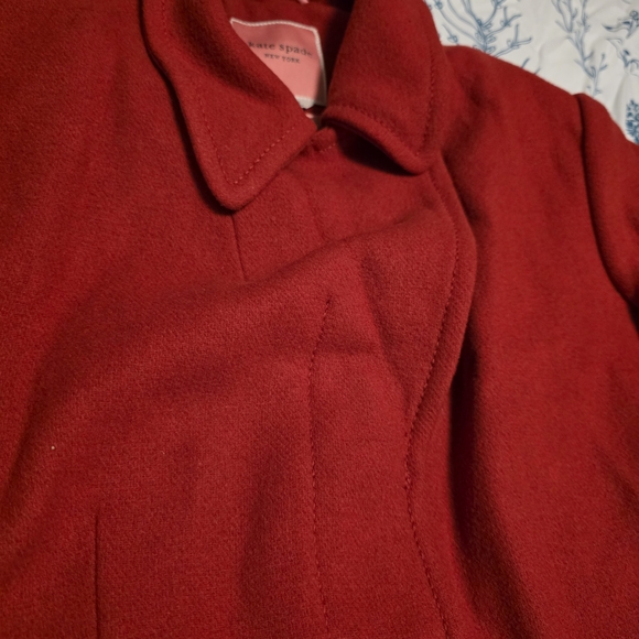 Beautiful Red NWT Kate Spade New York Wool Blend Pea Coat Belted Wrap Size XL - Picture 4 of 16